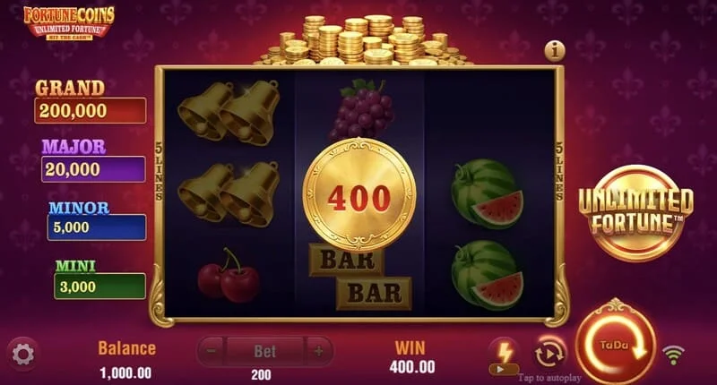 Fortune Coins Unlimited Fortune - Lock & Respin -kolikkokierros kolikkojen pidättämisellä